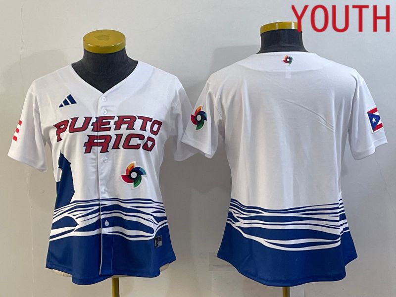 Youth 2023 World Cub Puerto Rico Blank White MLB Jersey3->youth mlb jersey->Youth Jersey